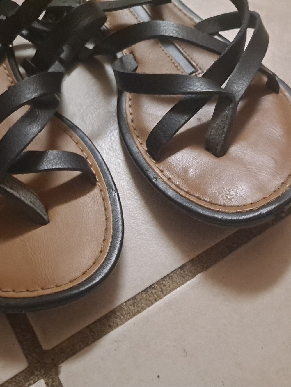 New Directions Black Strappy Slide Sandals - Picture 2 of 4